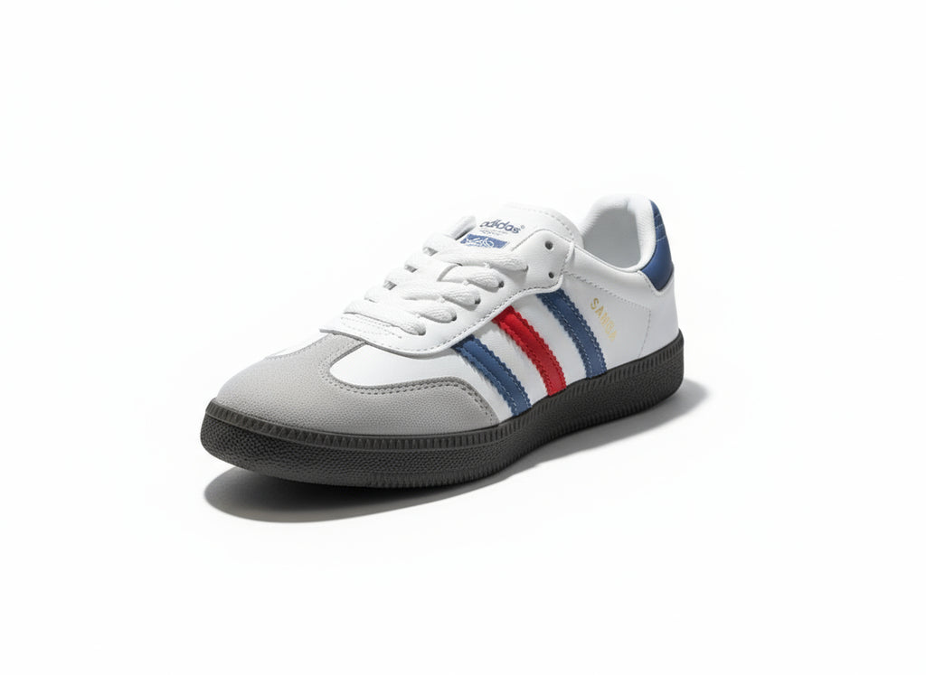 Retro Samba Red Blue Stripes Classic Style Sneakers