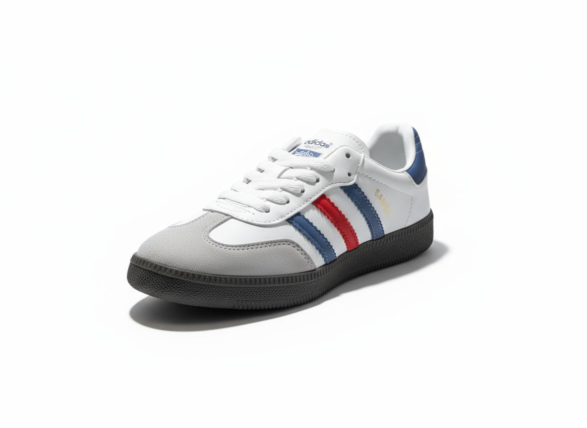 Retro Samba Red Blue Stripes Classic Style Sneakers