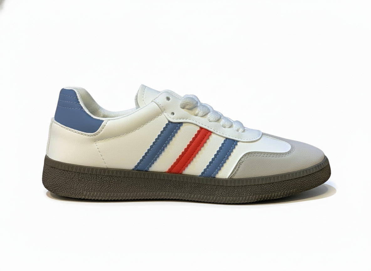 Retro Samba Red Blue Stripes Classic Style Sneakers