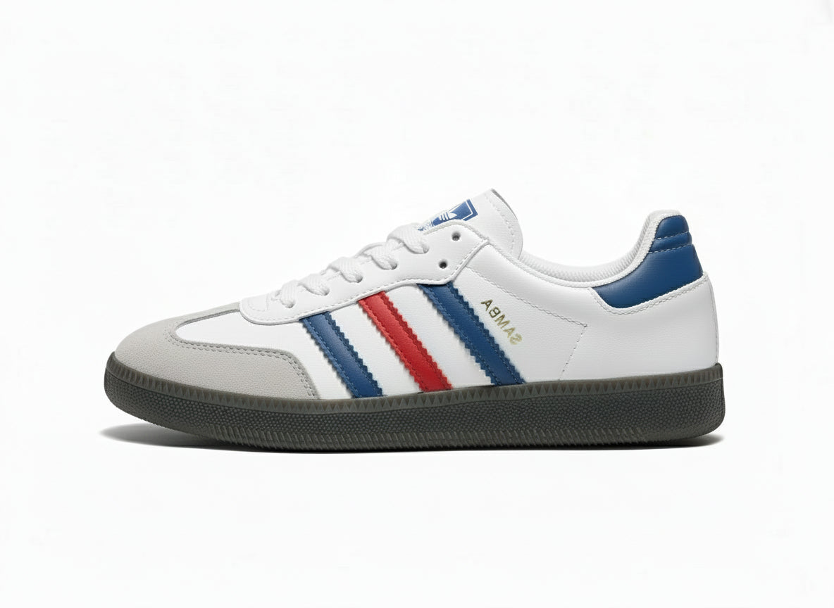Retro Samba Red Blue Stripes Classic Style Sneakers