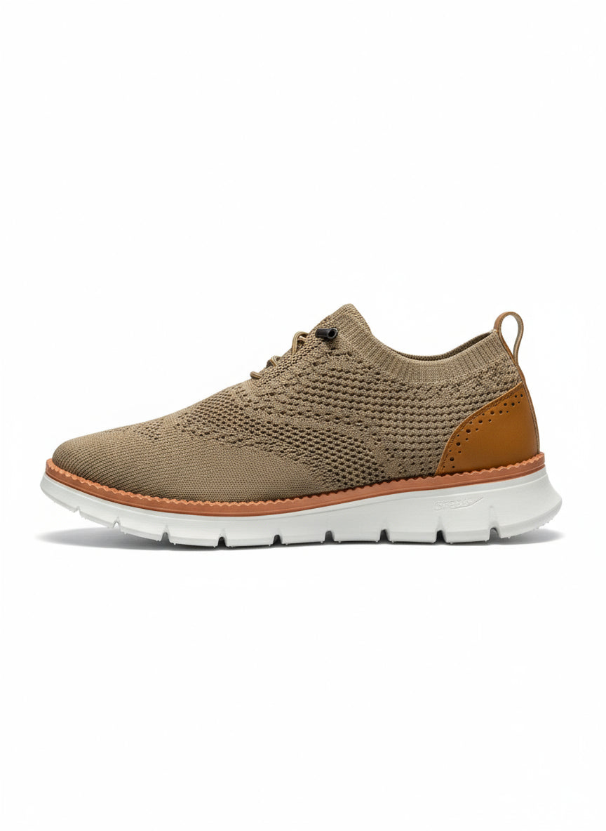 Brown Knit Sneakers with Elastic No-Tie Laces