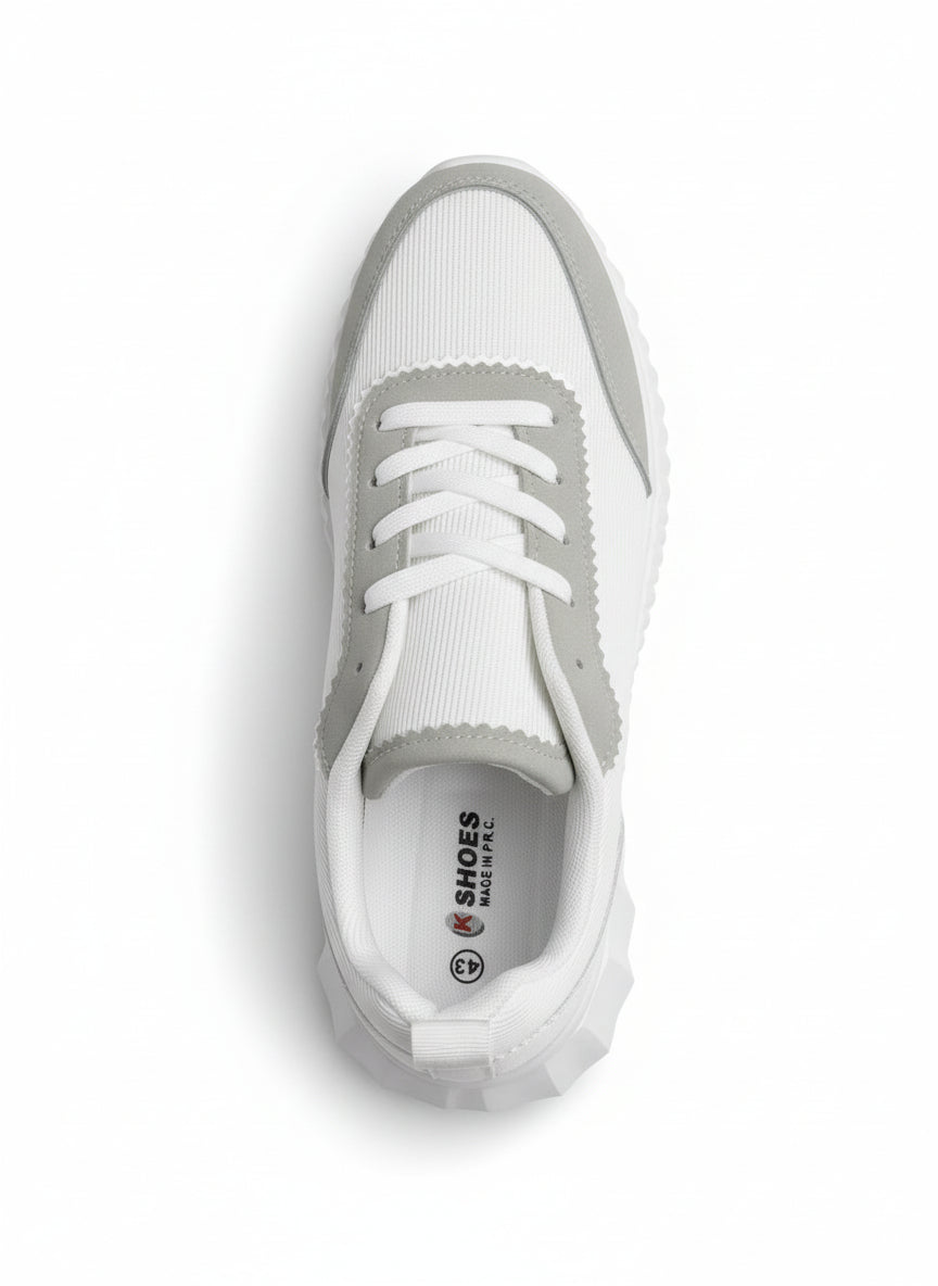 White FlexWave Pro Lightweight Sports Sneakers for Men