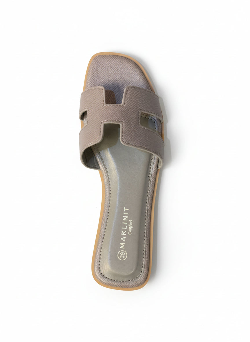 Stylish H-Cut Slip On Flat Slides Sandals for Women