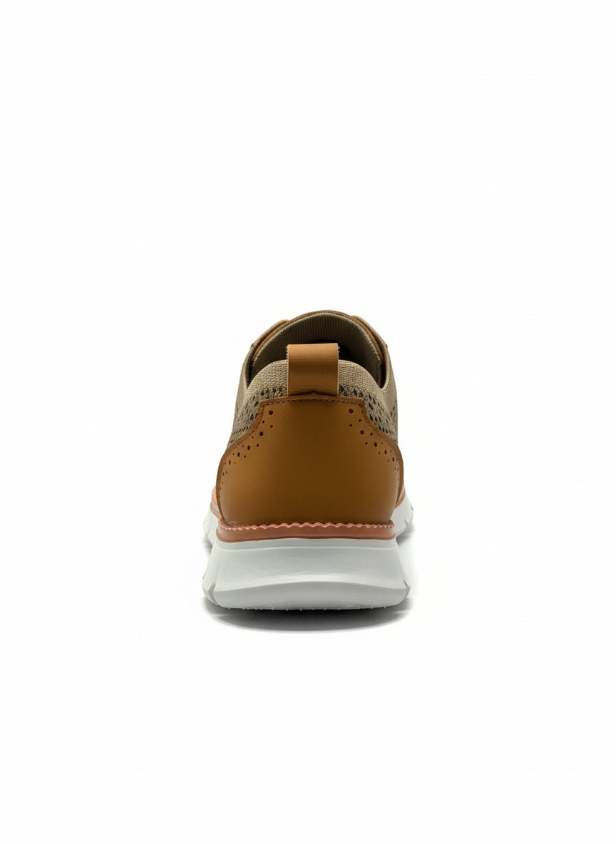 Brown Knit Sneakers with Elastic No-Tie Laces